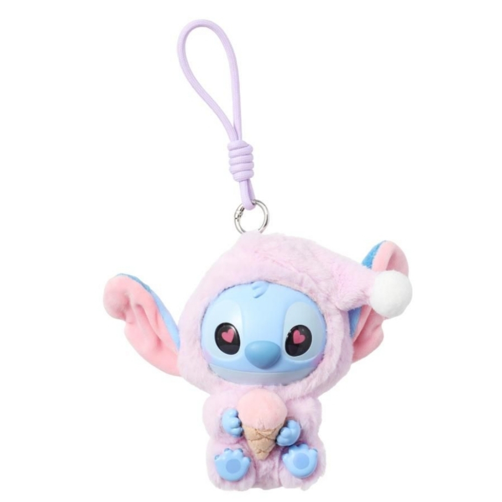 Disney‎ Stitch-Plush "Must-Eat-Even-When-Tired" Keychain NIB-Strawberry Cone